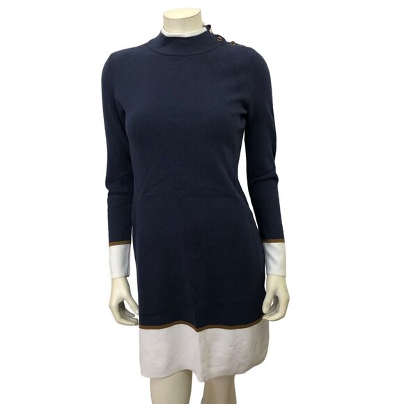 ANN TAYLOR COTTON BLEND SWEATER MOCK‎ NECK DRESS SM - Picture 1 of 8